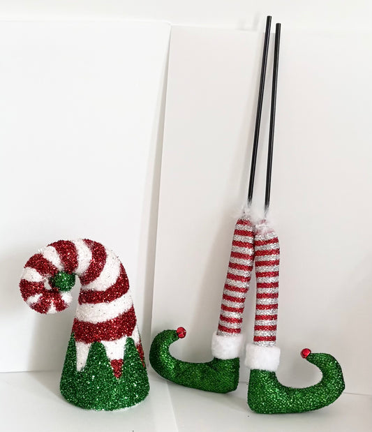 Set of 2 sparkly elf legs and hats