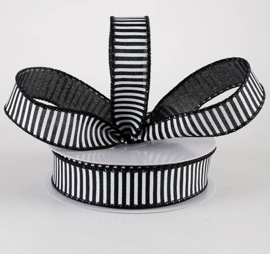 USA 7/8” horizontal thin strips, black and white, full roll 10 yards