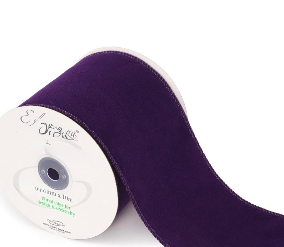 4” dark purple economy wired ribbon velvet 10 meters