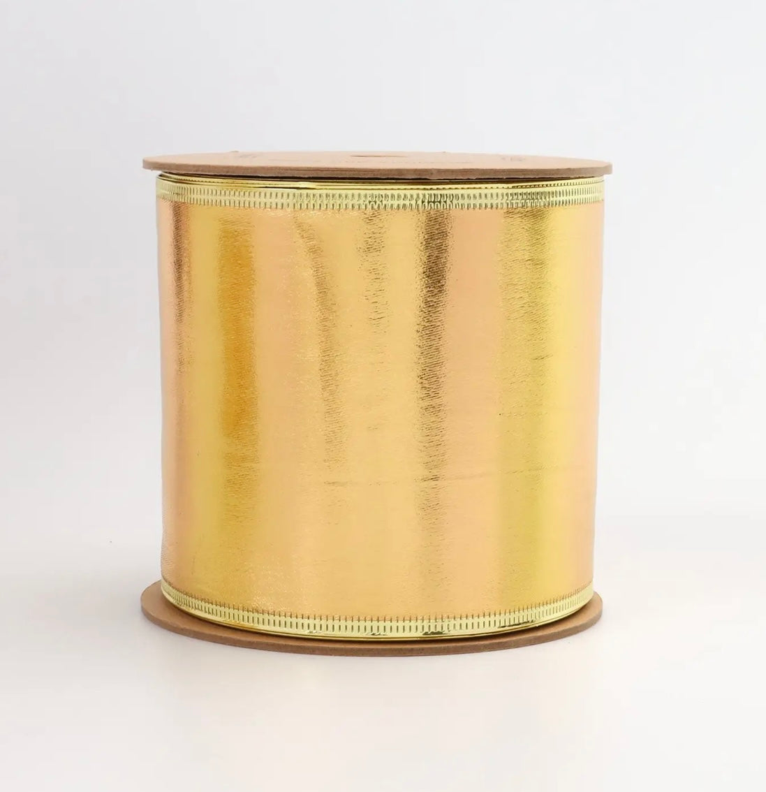 USA 4” designer wired ribbon, lurex gold, full roll 10 yards