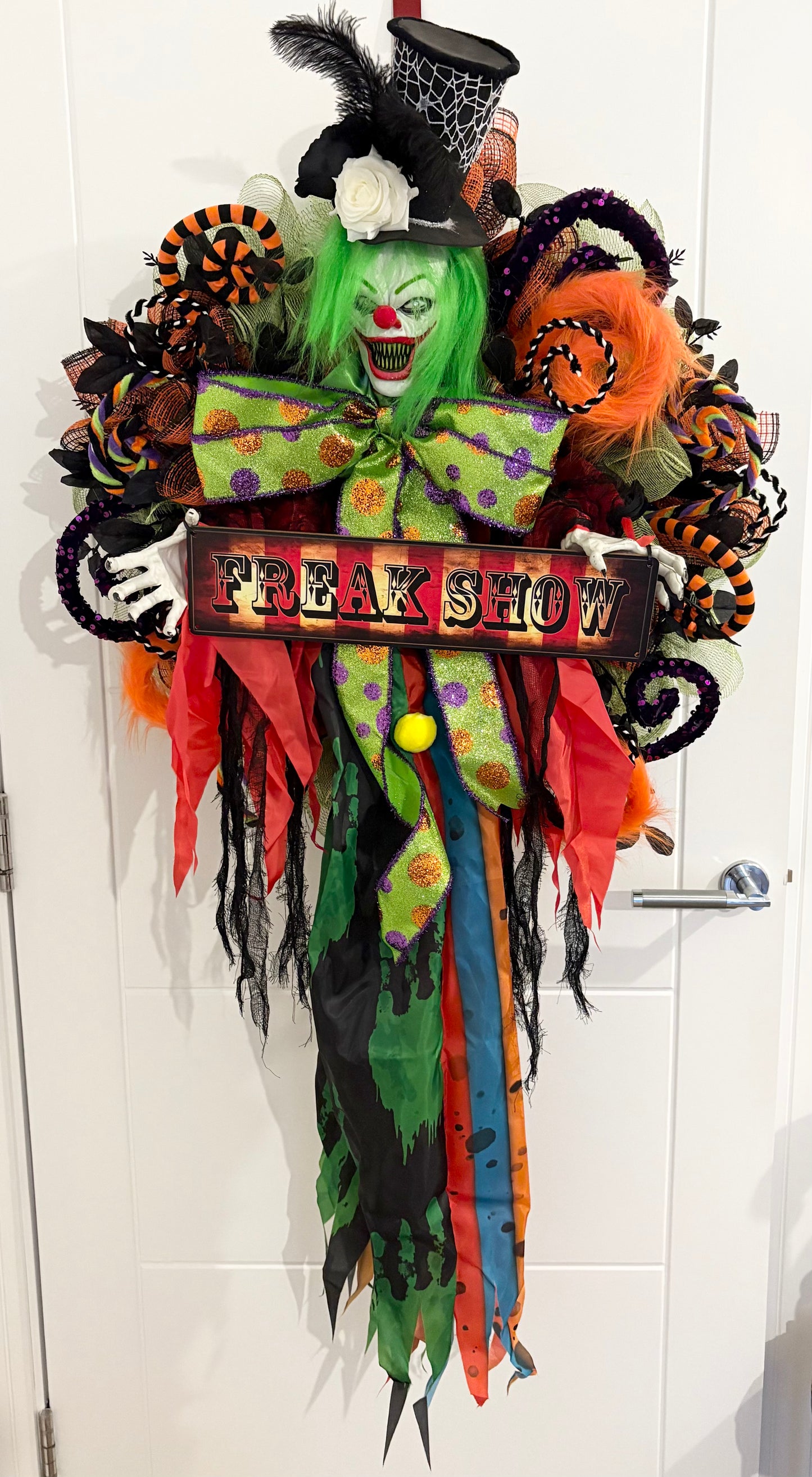 Limited Edition, clown Halloween animated movement censored door decor or house decoration