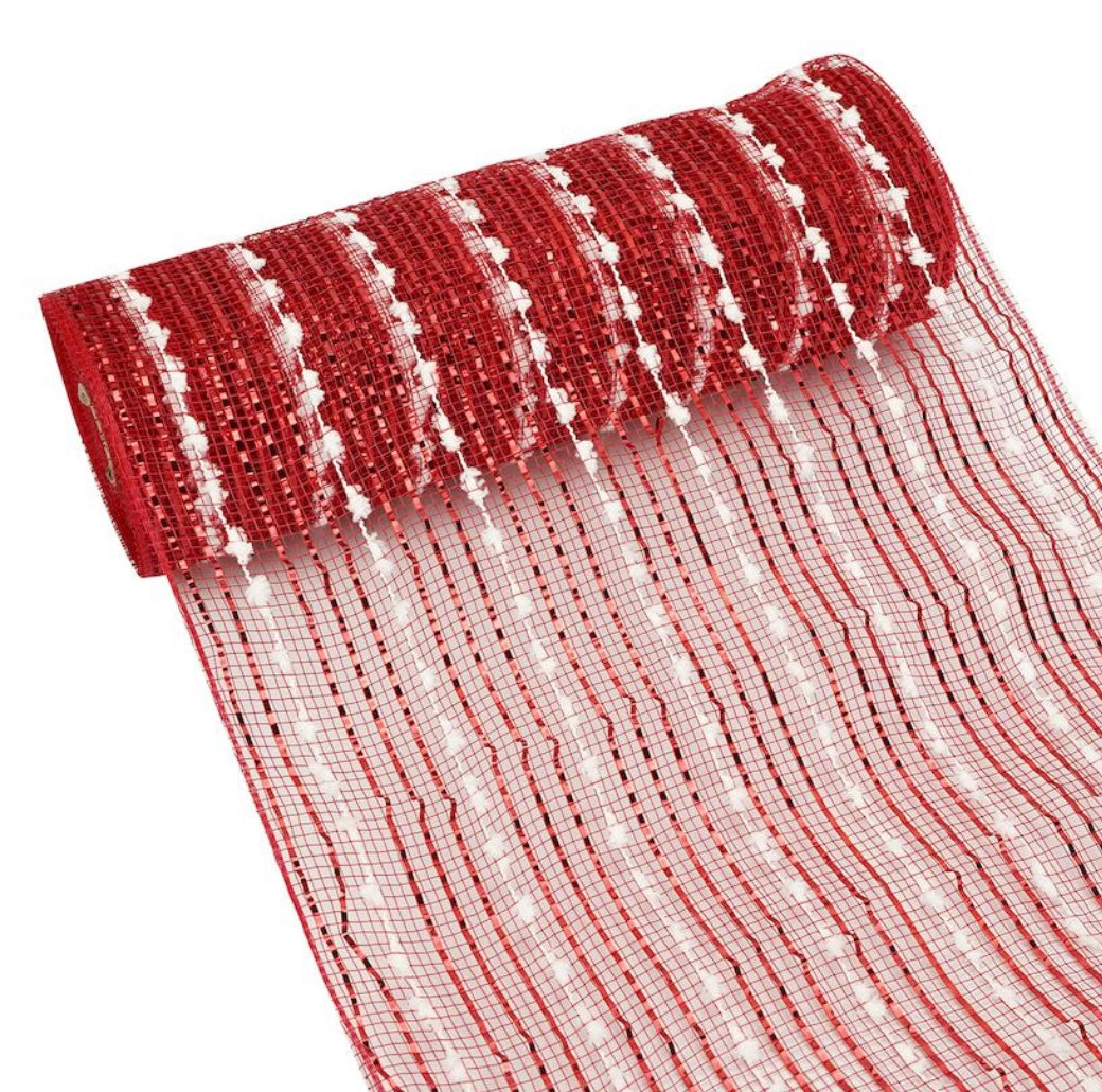 10 inch x  10 yards, polly  deco mesh bobble red , Spring, summer, Halloween, Christmas