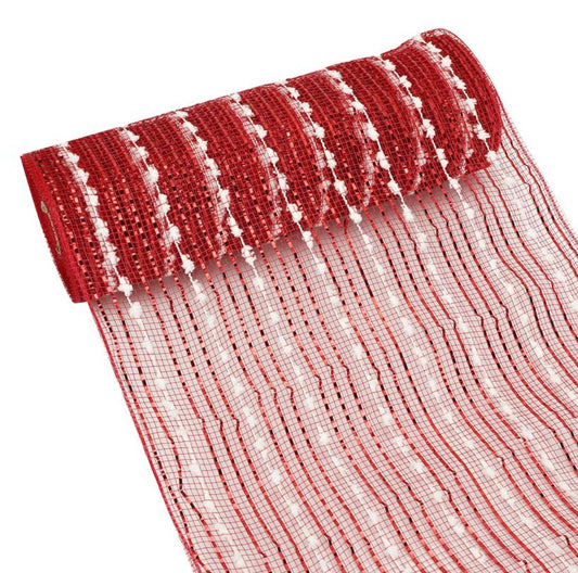 10 inch x  10 yards, polly  deco mesh bobble red , Spring, summer, Halloween, Christmas
