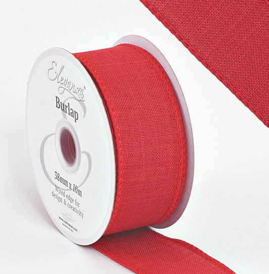 1.5 inch wired ribbon red full roll 10 meters