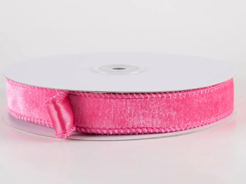 USA 7/8” Deluxe velvet satin backing hot pink, full roll 10yards