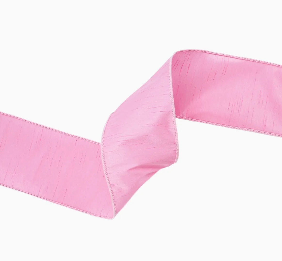 USA 4” designer wired ribbon, pink dupioni full roll 10 yards