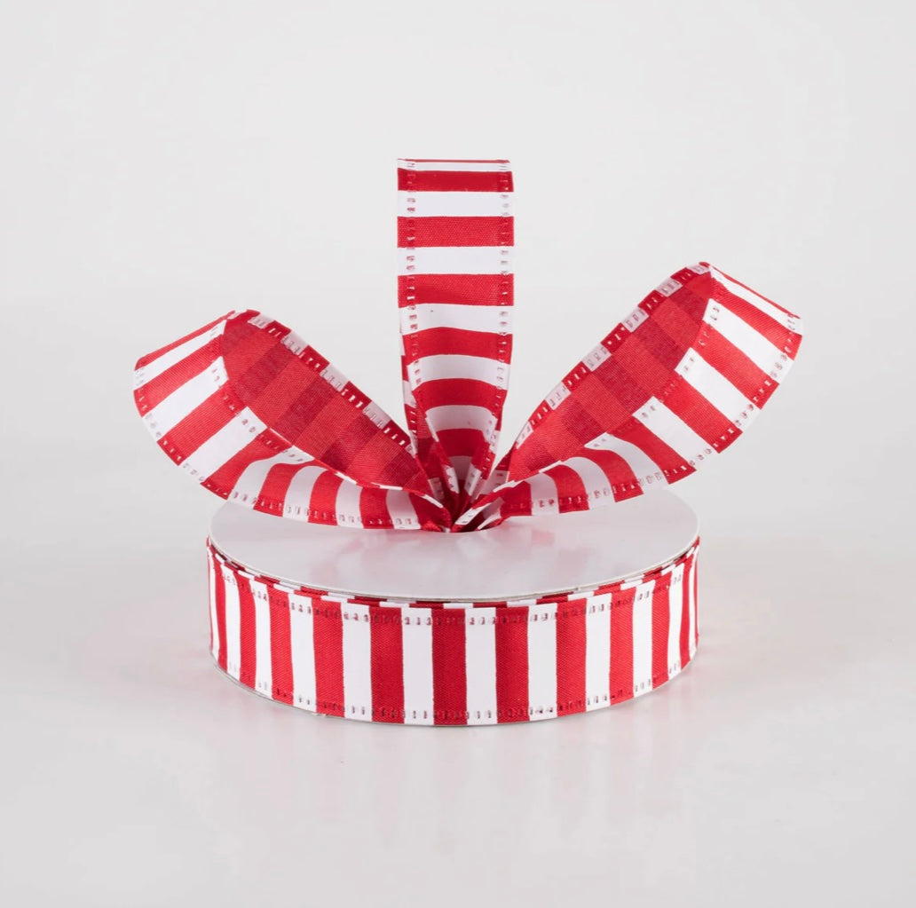 USA 7/8 stripes wired ribbon red and white full roll 10 yards