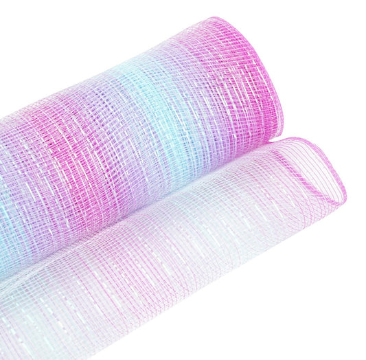 10 inch x  10 yards, metallic  deco mesh pink and blue , Spring, summer, Halloween, Christmas