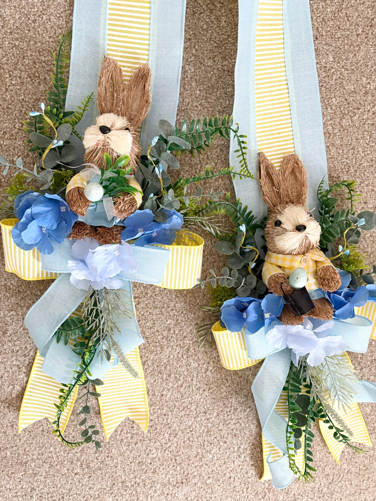 Double sided swag sisel bunny in blue and yellow
