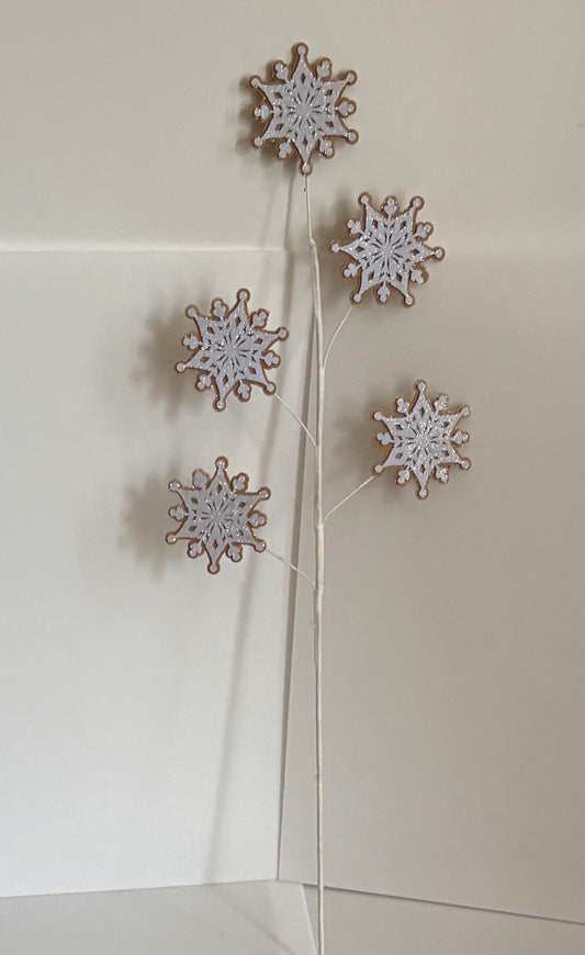 5 thin one sided glitter snowflake stem