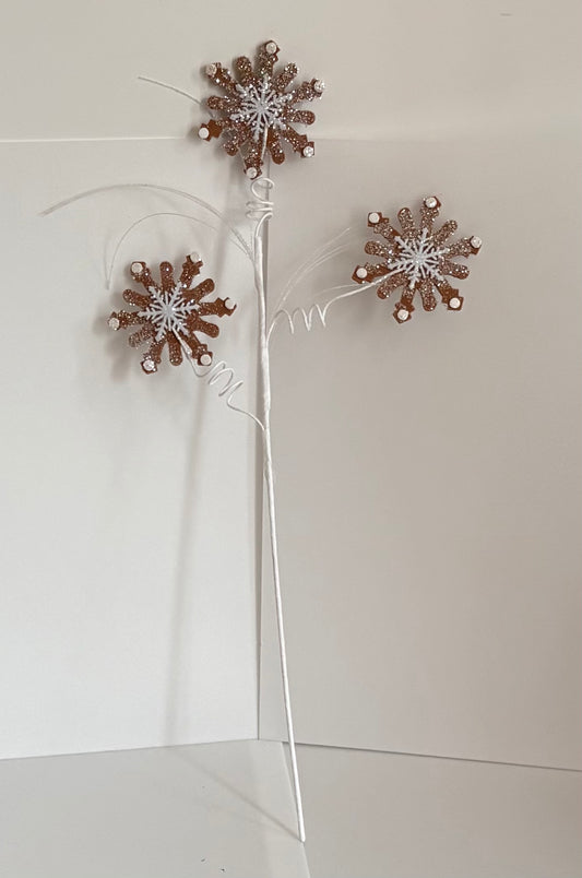 3 large double sided bouncy snowflakes with white tassels