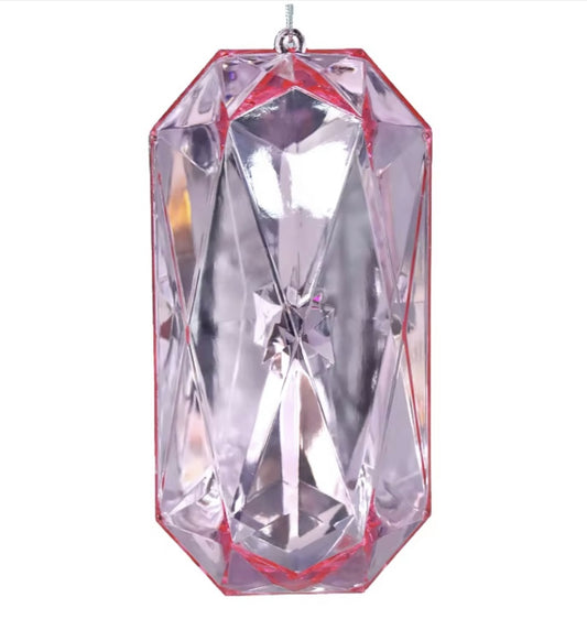Decorative plastic acrylic lightweight oblong shaped pink Crystal gem, Christmas decoration, tree decoration