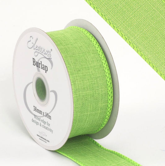 1.5 inch wired ribbon citrus green full roll 10 meters
