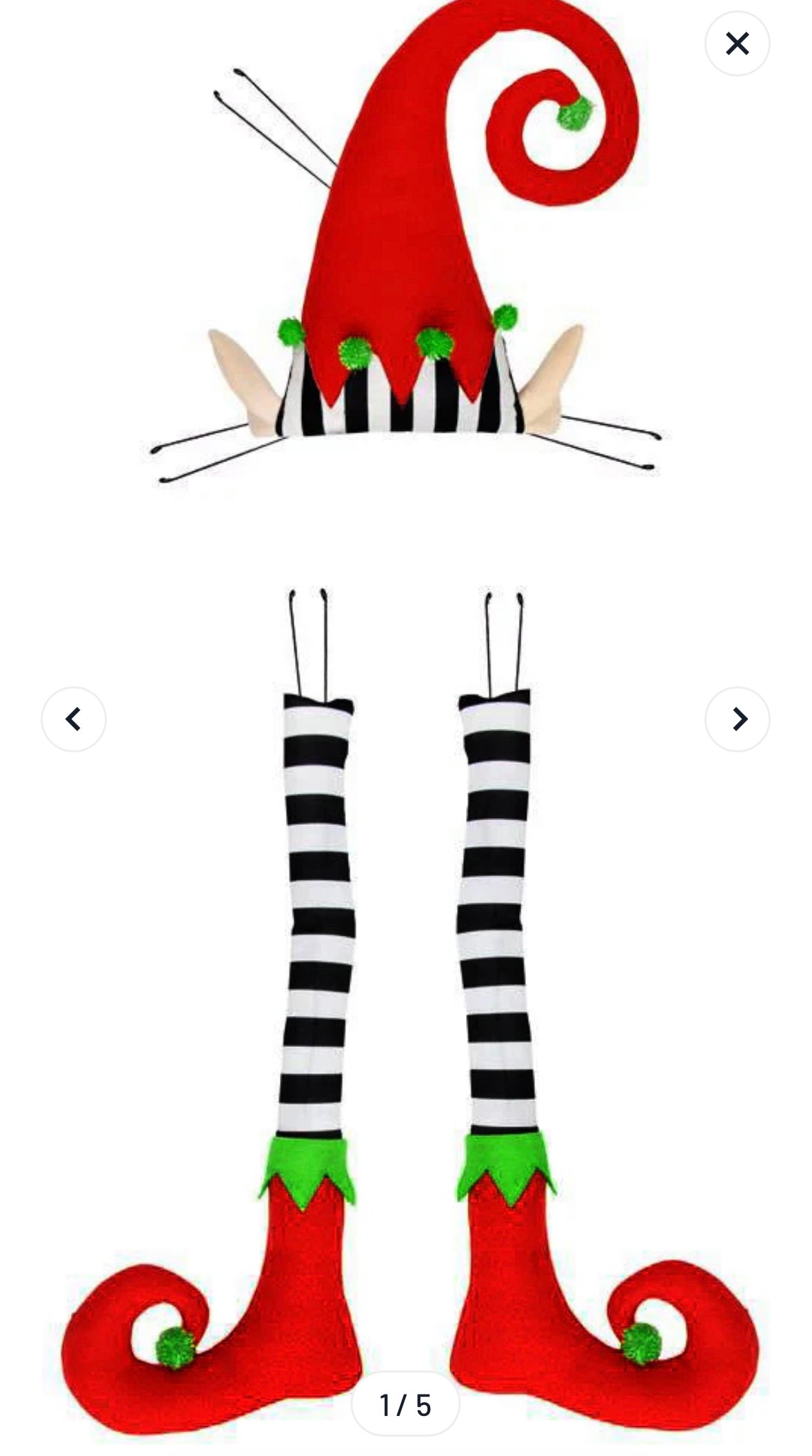 Elf attachment set hat and legs red/green/black