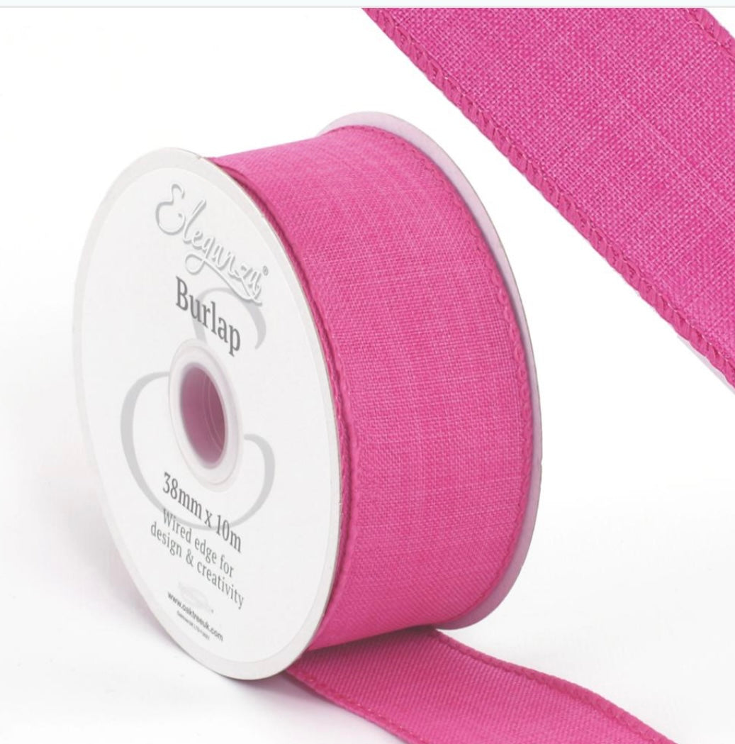 1.5” Fuchsia wired ribbon full roll 10 meter