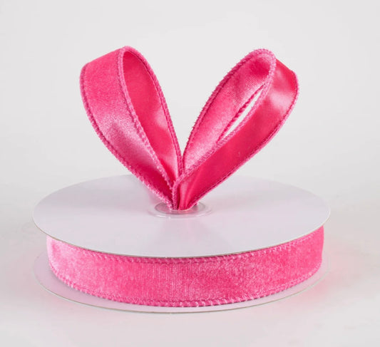 USA 7/8” Deluxe velvet satin backing hot pink, full roll 10yards