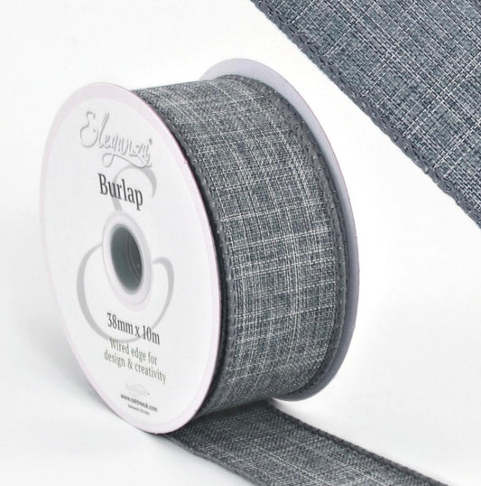 1.5 inch wired ribbon gray full roll 10 meters