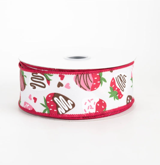USA 1.5” inch wire ribbon chocolate strawberry