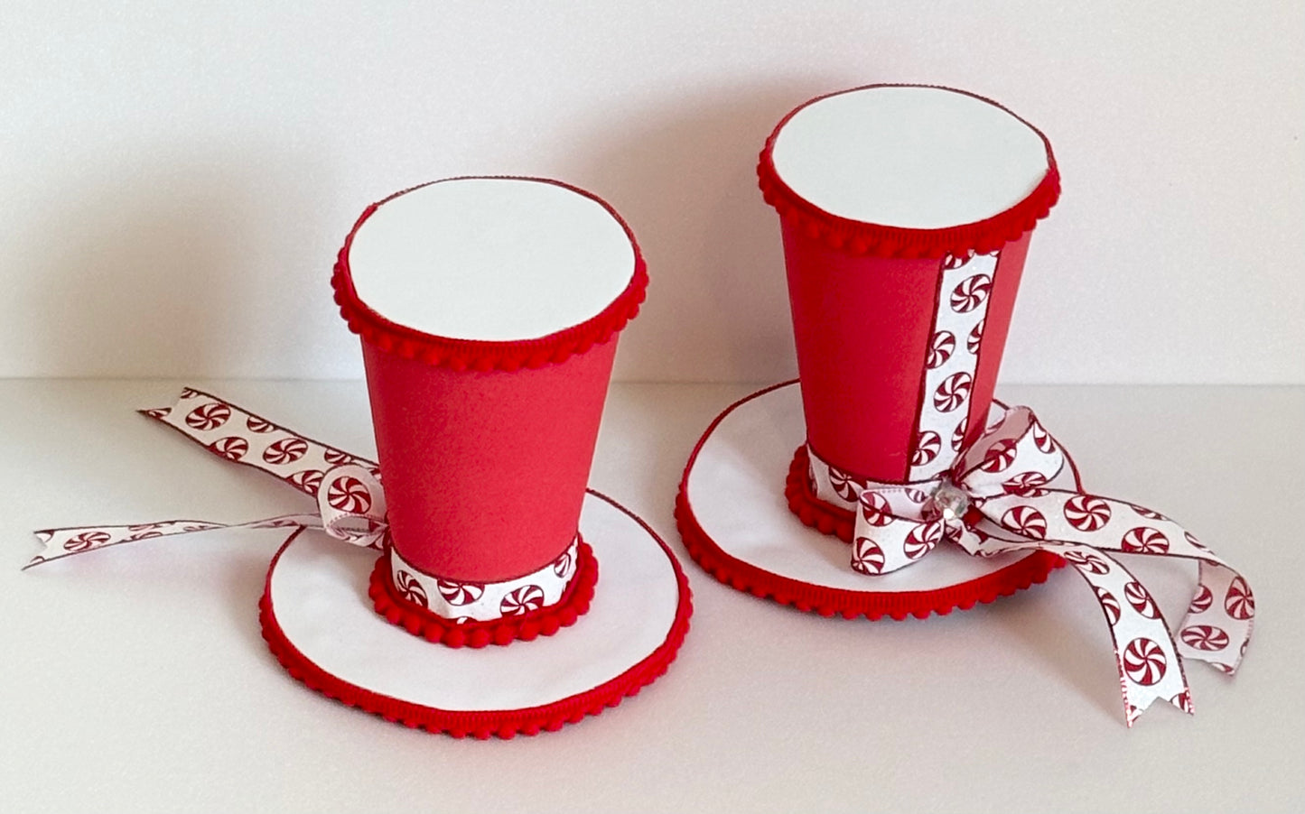 6” inch top hats red and white