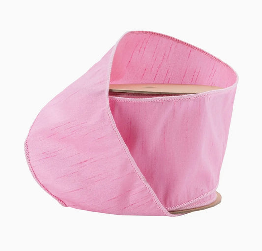 USA 4” designer wired ribbon, pink dupioni full roll 10 yards