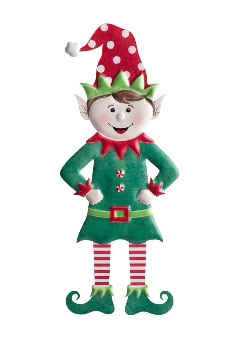 USA 13” Elf metal embossed, red/green