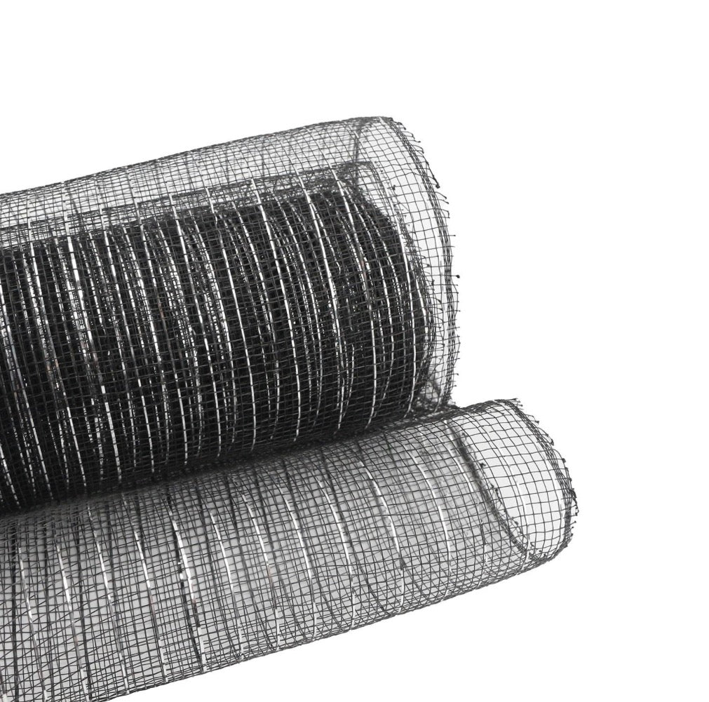 Mesh metallic black silver  25 cm 10 yards