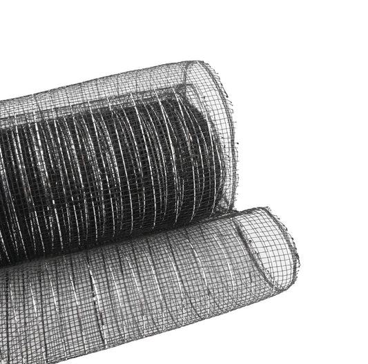 Mesh metallic black silver  25 cm 10 yards