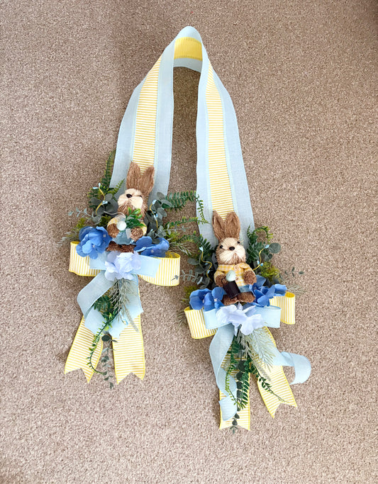 Double sided swag sisel bunny in blue and yellow