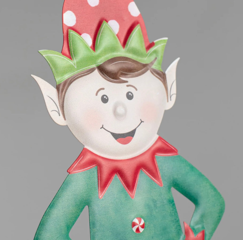USA 13” Elf metal embossed, red/green