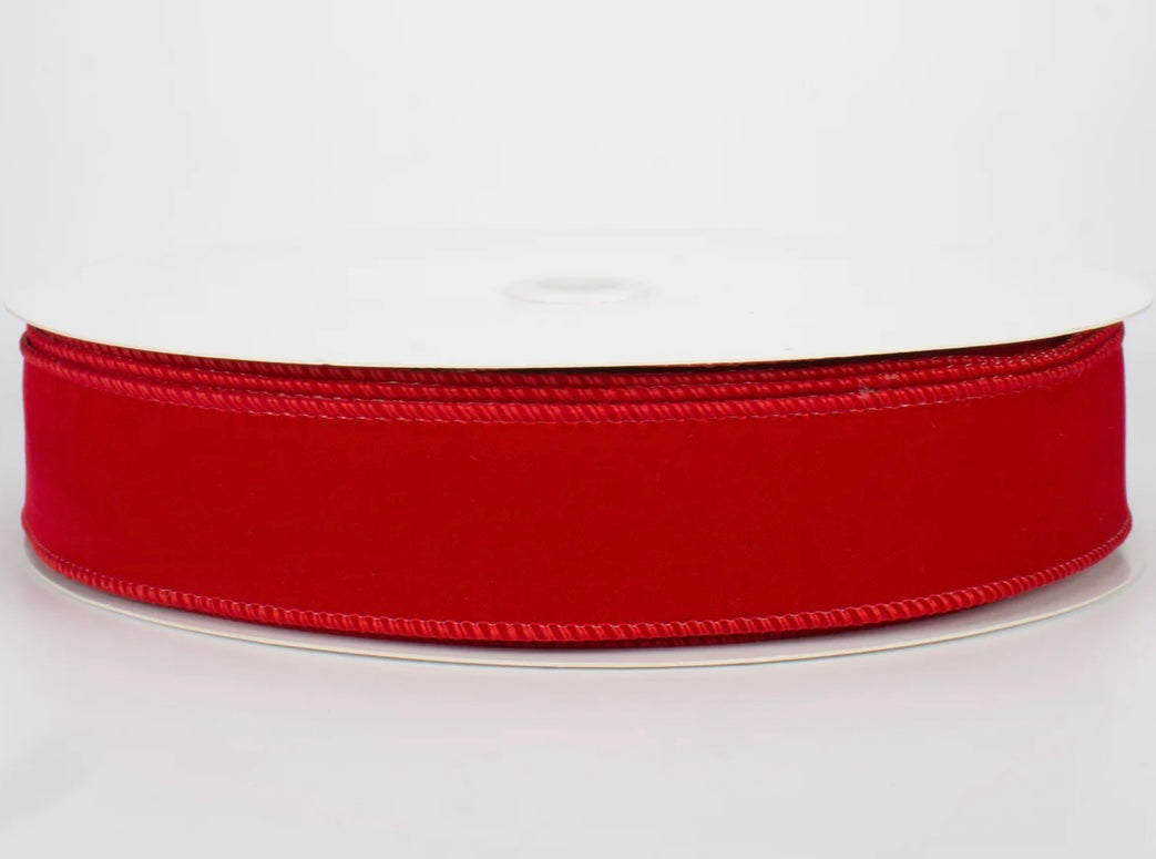 USA 1.5” red velvet, wired ribbon, sold by the meter
