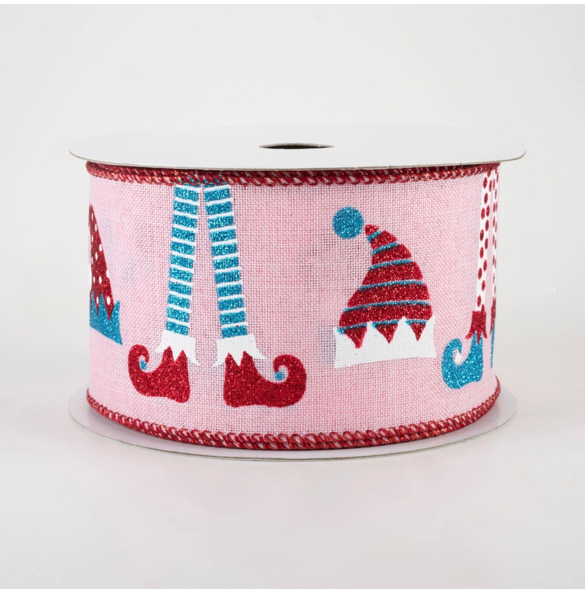 USA 2.5” pink with elf hats and legs design full roll 10 yards