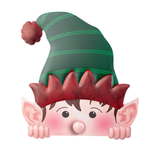 USA 12” peeking elf metal embossed sign