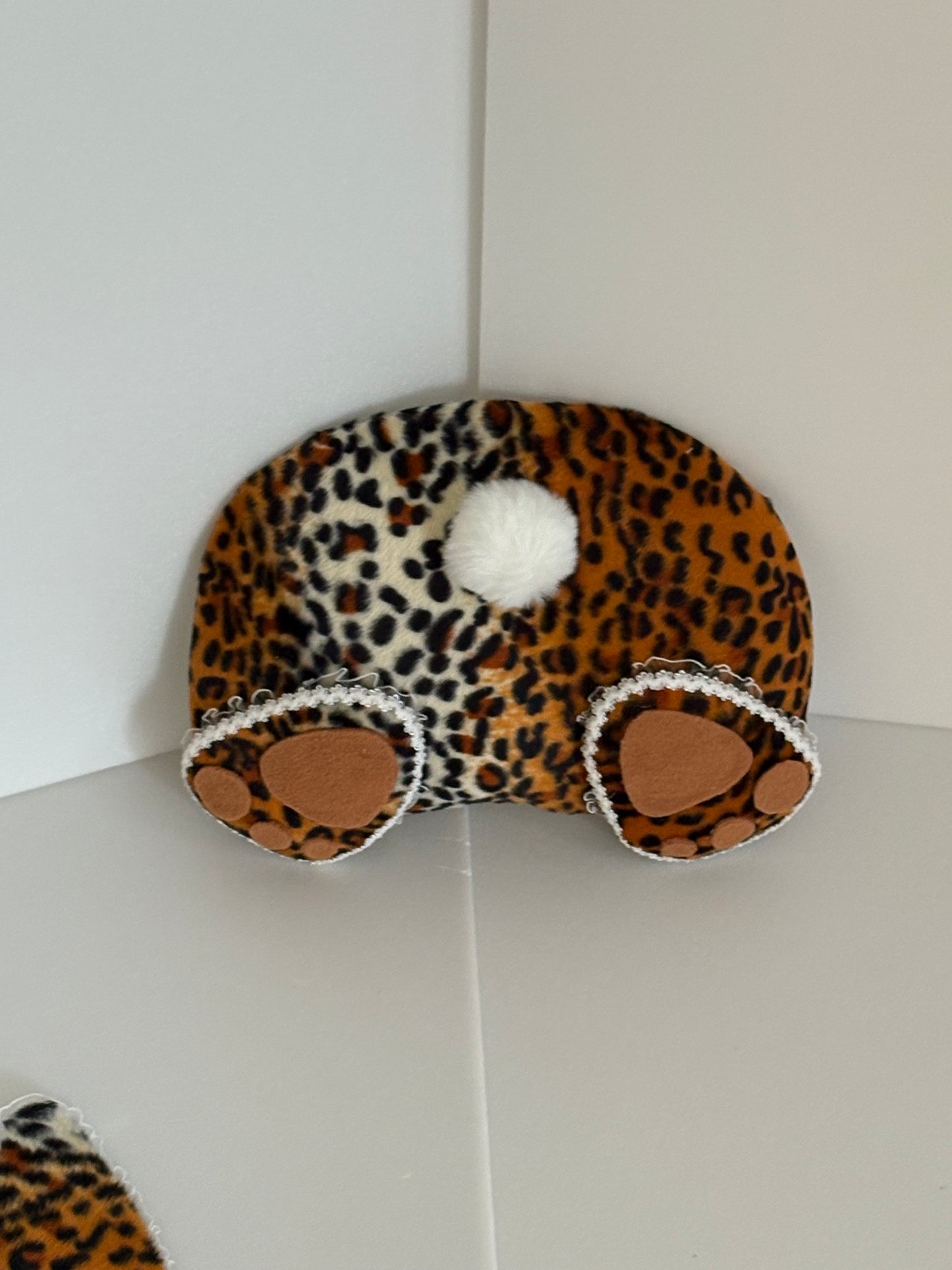Bunny butt with ears set in furry animal print