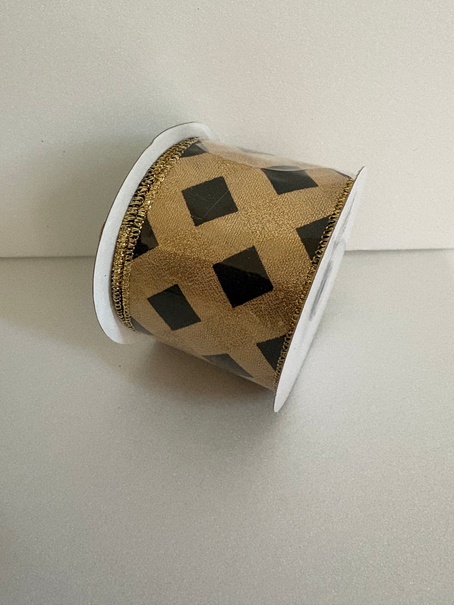USA 2.5” gold and black wired ribbon, full roll 10 yards