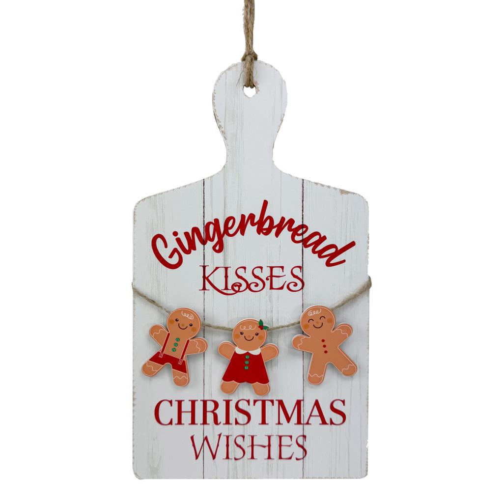 Rustic Gingerbread Christmas Sign – Wooden Hanging Plaque with Festive Quote & Gingerbread Figures